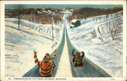 Tobogganing at City Park Postcard