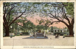 Wading Pool, Audubon Park, Showing Aquarium and Zoo in Background New Orleans, LA Postcard Postcard