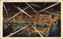 Panoramic View of A Century of Progress, By Night Postcard