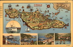 Map of Catalina Island, CA Maps Postcard Postcard