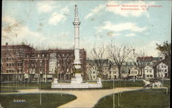 Soldiers' Monument and Common Manchester, NH Postcard Postcard