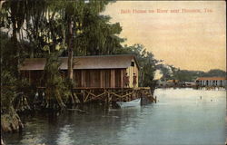 Bath House on River Postcard