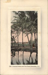 Coconut Palms and Fish Pond Honolulu, HI Postcard Postcard