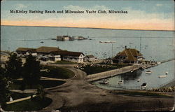 McKinley Bathing Beach & Milwaukee Yacht Club Postcard