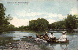 Boating on the Milwaukee River Wisconsin Postcard Postcard