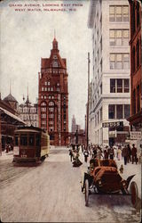 Grand Avenue Looking East from West Water Milwaukee, WI Postcard Postcard