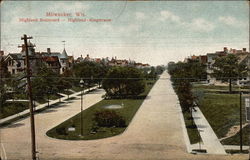 Highland Boulevard -- Highland - Ringstrasse Milwaukee, WI Postcard Postcard