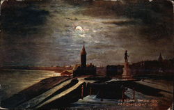 Juneau Park by Moonlight Milwaukee, WI Postcard Postcard