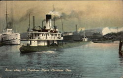 Scene Along the Cuyahoga River Cleveland, OH Postcard Postcard