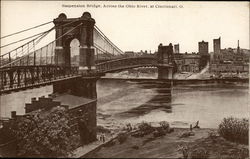 Suspension Bridge across the Ohio River Postcard