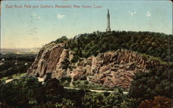 East Rock Park and Soldier's Monument New Haven, CT Postcard Postcard