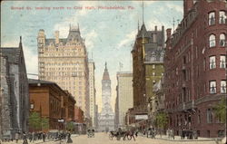 Broad Street looking North to City Hall Philadelphia, PA Postcard Postcard