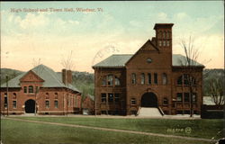 High School and Town Hall Postcard