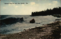 Balance Rock & Surf Bar Harbor, ME Postcard Postcard