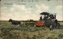 The Steam Plow works well in Kansas Postcard