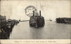 Steamer "City of Chicago" just in from Chicago St. Joseph, MI Postcard Postcard