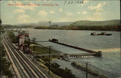 Lock and Dam on the Ohio River Pittsburgh, PA Postcard Postcard