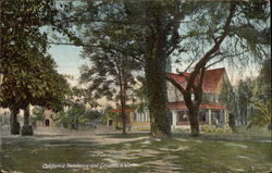 California Residence and Grounds in Winter Postcard