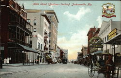 Main Street (Business Section) Jacksonville, FL Postcard Postcard