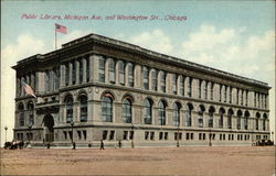 Public Library, Michigan Avenue and Washington Street Postcard