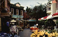 Disneyland, Flower Mart on Main Street Postcard