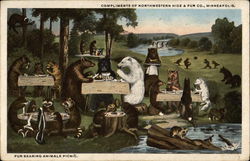 Fur Bearing Animals Picnic Postcard