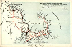 Map Showing Automobile Routes Postcard