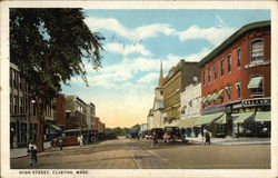 High Street Clinton, MA Postcard Postcard