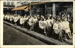 On the Green Benches on a Sunny Afternoon St. Petersburg, FL Postcard Postcard