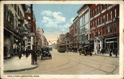 Main Street View Brockton, MA Postcard Postcard