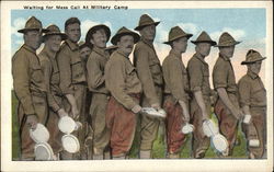 Waiting for Mess Call at Military Camp Postcard