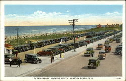 Ocean Avenue, Looking South Hampton Beach, NH Postcard Postcard