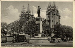 Brigham Young Monument and Mormon Temple Salt Lake City, UT Postcard Postcard