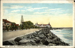 Hotel del Coronado and Ocean Boulevard California Postcard Postcard