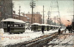 Canal Street after Snow Storm of 1895 New Orleans, LA Postcard Postcard