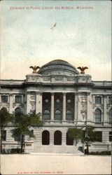 Entrance to Public Library and Museum Postcard