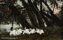 Girls having Fun Chautauqua Lake, NY Postcard Postcard