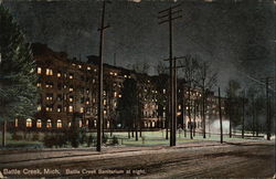 Battle Creek Sanitarium at Night Michigan Postcard Postcard