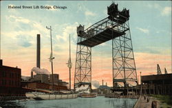 Halsted Street LifT Bridge Chicago, IL Postcard Postcard