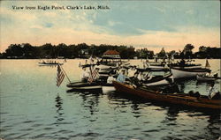 View from Eagle Point, Clark's Lake Clarklake, MI Postcard Postcard