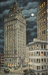 Night Scene at 3rd and Market Streets San Francisco, CA Postcard Postcard