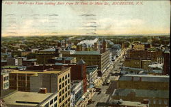 Bird's-eye View looking East from St. Paul & Main St Rochester, NY Postcard Postcard