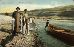 Seining Salmon, near The Dalles Oregon Postcard Postcard