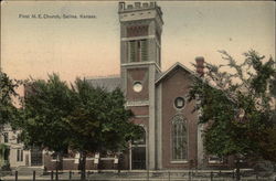 First M.E. Church Salina, KS Postcard Postcard