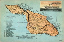 Map of Catalina Island, California Postcard