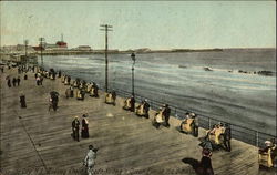 Rolling Chair Parade, Young's Ocean Pier in Distance Atlantic City, NJ Postcard Postcard