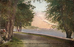 Pettibone Park and Drive on the Mississippi River La Crosse, WI Postcard Postcard