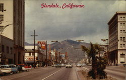 View of Glendale's Main Street California Postcard Postcard