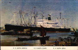 Grace Line, S.S. Santa Monica, S.S. Santa Clara, S.S. Santa Sofia Postcard