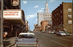 Third Street Looking East Davenport, IA Postcard Postcard